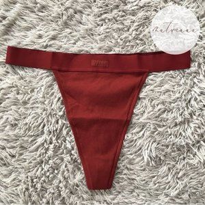 Skims Cotton Rib Thong in Sangria XL